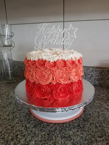 Red Rosette Ombre Cake